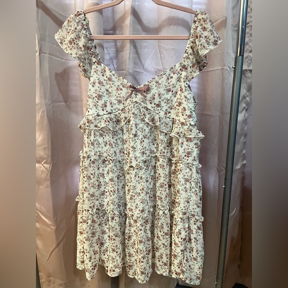 Altar'd State Dress Mini Babydoll XL Floral Boho Lined Slip On Rose Ivory - Picture 1 of 12